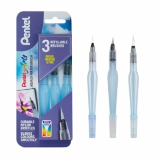 Ensemble de pinceaux à eau Pentel avec trois tailles de pointes.