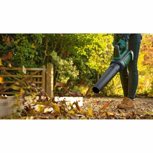 Personne utilisant un souffleur de feuilles.