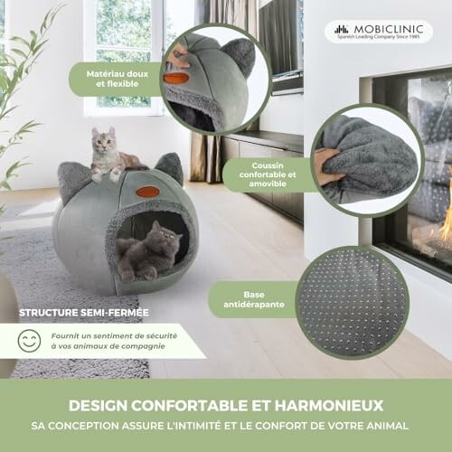 Lit pour animaux avec coussin confortable et base antidérapante.