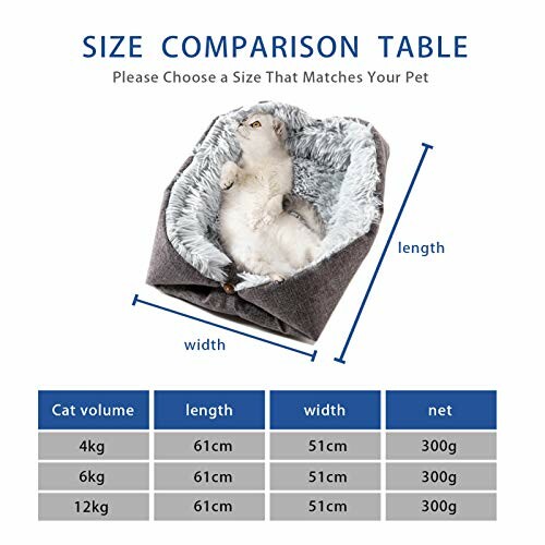 Tableau de comparaison des tailles pour le lit pour animaux.