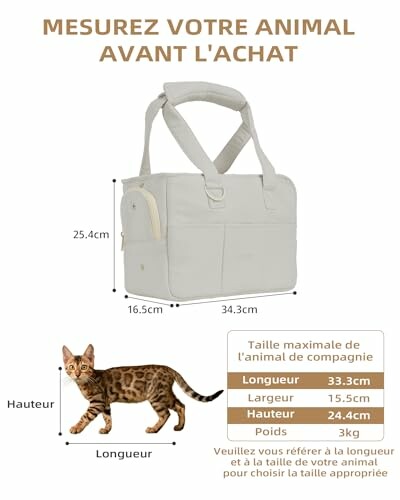 Guide de taille pour sac de transport pour animaux