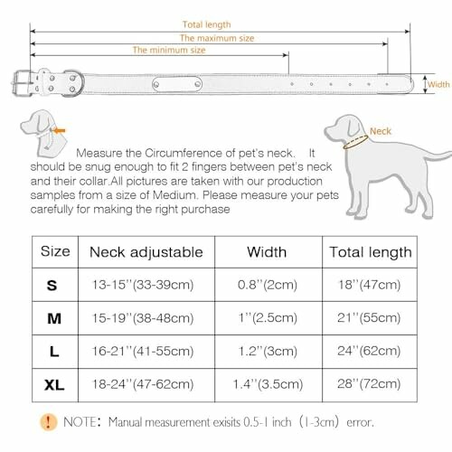 Tableau des tailles de colliers pour animaux avec instructions de mesure.