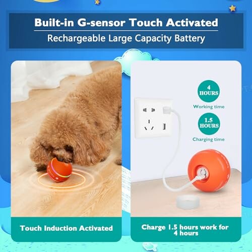 Jouet pour animal activé par capteur tactile avec batterie rechargeable