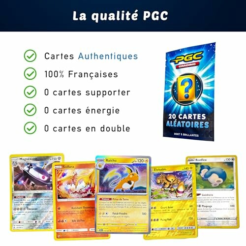 Paquet de cartes Pokémon PGC avec cartes authentiques.