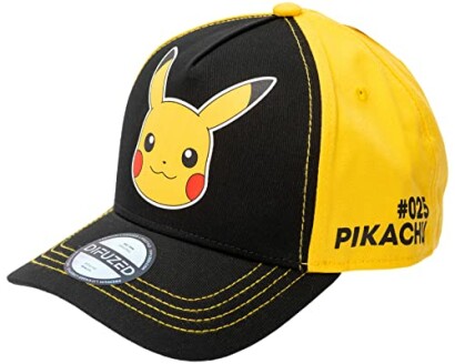 Casquette de baseball Pikachu avec design noir et jaune.