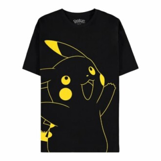 T-shirt noir avec dessin de Pikachu en jaune