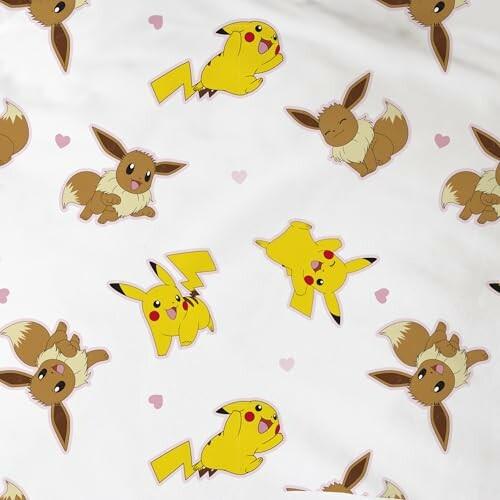 Motif avec Pikachu et Évoli sur fond blanc.
