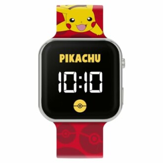 Montre intelligente avec thème Pikachu et affichage numérique.