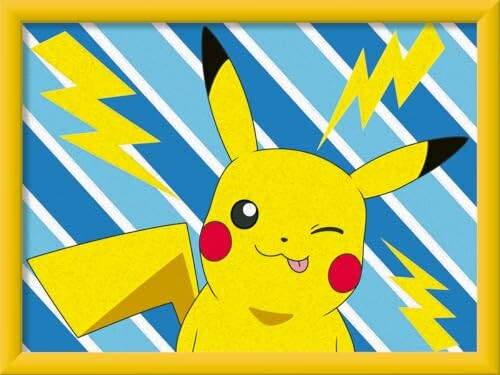 Pikachu souriant avec des éclairs