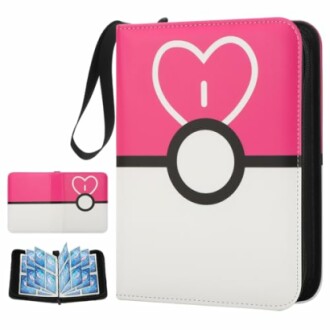 Étui rose pour cartes à collectionner avec cœur.