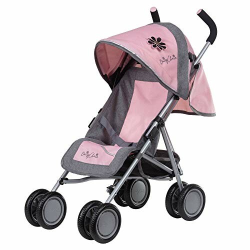 Poussette rose et grise pour bébé