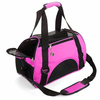 Sac de transport pour animaux de compagnie rose et noir