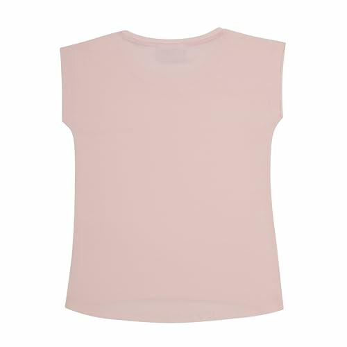T-shirt rose uni sur fond blanc.
