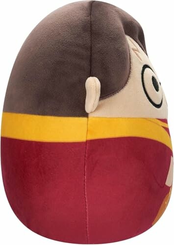 Côté d'une peluche ronde avec des couleurs marron et rouge