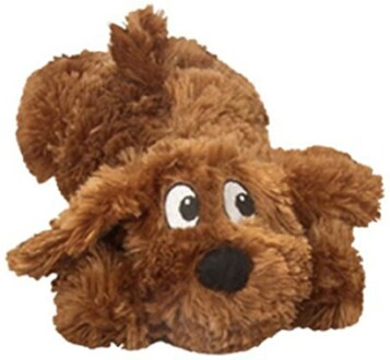 Jouet en peluche en forme de chien marron.