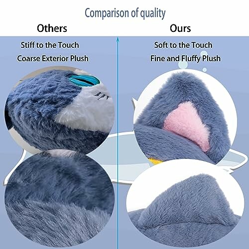 Comparaison de qualité entre deux peluches.