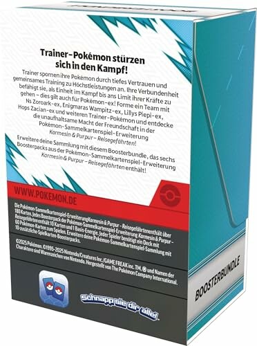 Boîte de cartes Pokémon Booster Bundle avec texte descriptif en allemand.