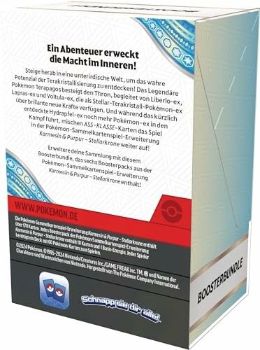 Boîte de booster Pokémon avec texte descriptif en allemand