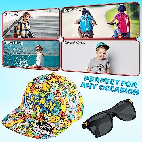 Casquette et lunettes de soleil Pokemon pour enfants