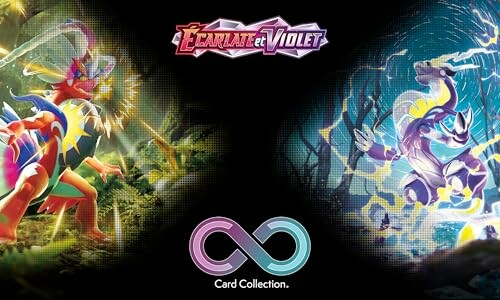 Illustration de créatures Pokémon de la collection de cartes Écarlate et Violet.