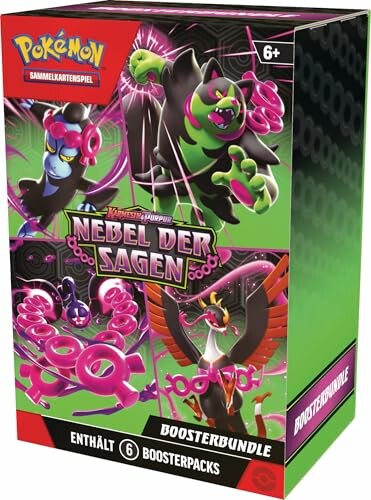 Boîte de jeu de cartes Pokémon avec booster packs.