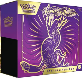 Boîte de jeu de cartes Pokémon avec design violet et doré