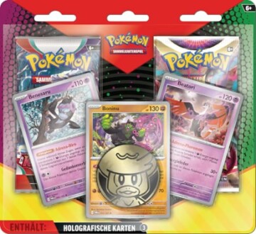 Paquet de cartes Pokémon avec cartes holographiques.