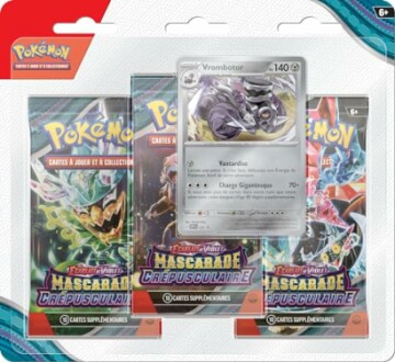 Ensemble de cartes Pokémon Mascarade Crépusculaire avec carte Vrombotor.