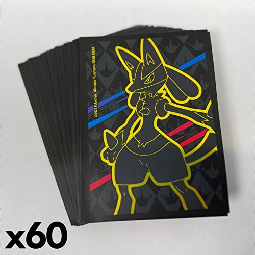 Pochettes de cartes Pokémon avec Lucario en jaune.