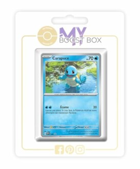 Carte Pokémon Carapuce dans un emballage.