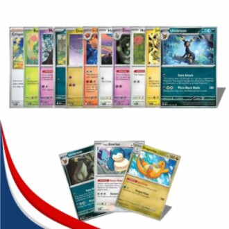 Collection de cartes Pokémon avec Umbreon et autres.
