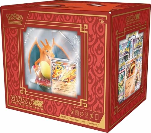 Coffret de collection Pokémon Charizard avec figurine et cartes.