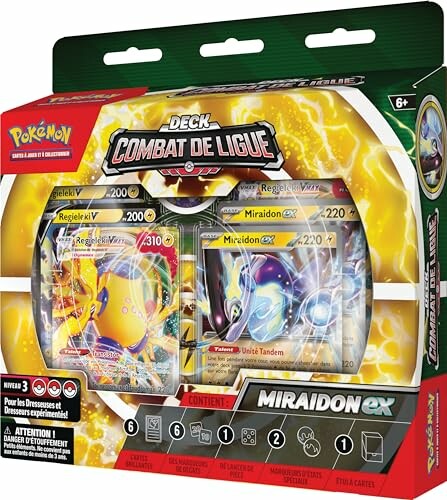 Boîte de deck Pokémon Combat de Ligue avec cartes Releki V et Miraidon ex.