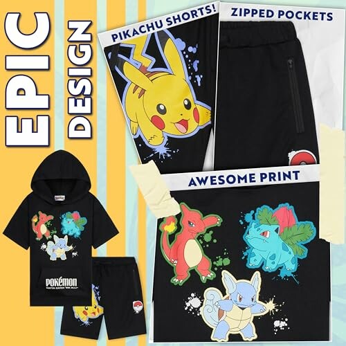 Vêtements avec design de Pokémon et motifs colorés