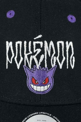 Casquette noire avec logo Pokémon et Gengar.