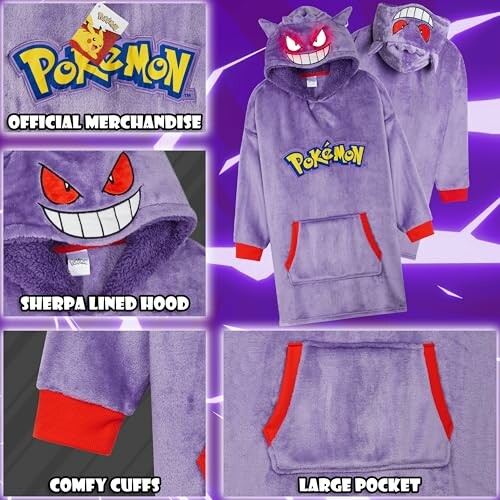 Couverture à capuche Pokémon avec motif Gengar