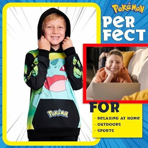 Enfant portant un sweat à capuche Pokémon