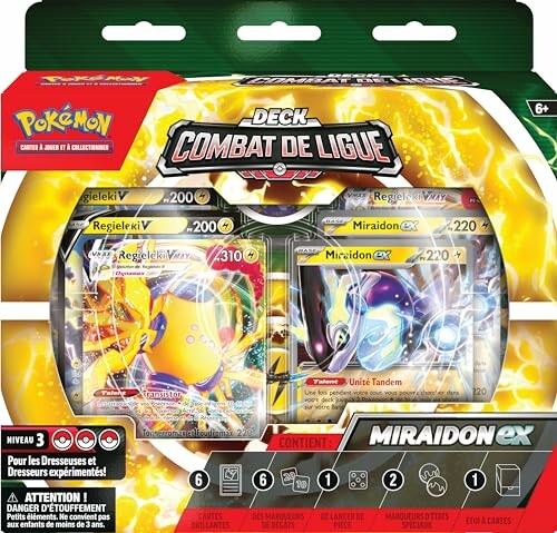 Boîte de deck Pokémon Miraidon ex avec cartes Regieleki V et Miraidon ex.