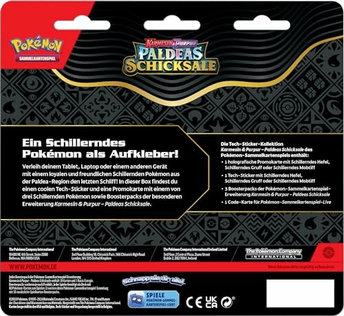 Boîte de jeu de cartes Pokémon avec texte en allemand.