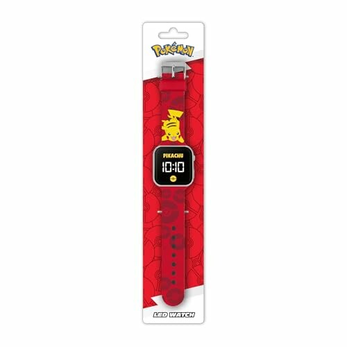 Montre numérique rouge Pikachu Pokémon.