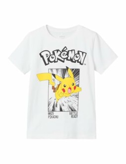 T-shirt blanc avec Pikachu et logo Pokémon.