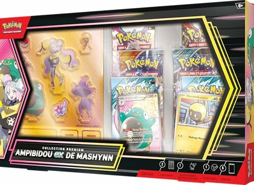 Boîte de collection premium Pokémon avec cartes et figurines.