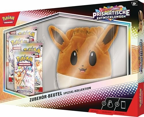 Boîte Pokémon avec accessoires et cartes à collectionner.