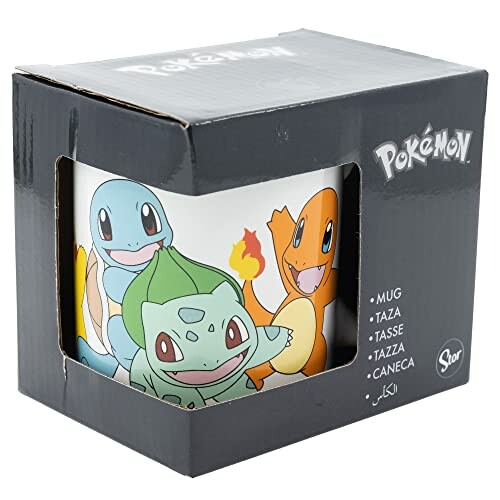 Tasse avec personnages Pokémon Bulbizarre, Salamèche et Carapuce