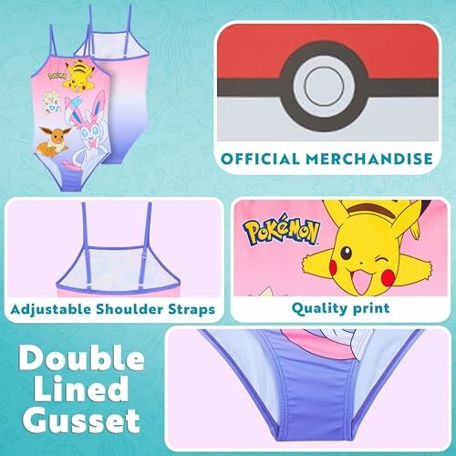 Maillot de bain Pokémon pour enfants avec motifs Pikachu et Evoli