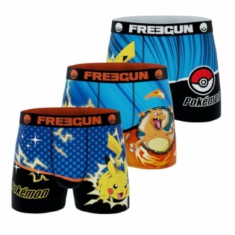 Boxers à thème Pokémon avec Pikachu et Dracaufeu.
