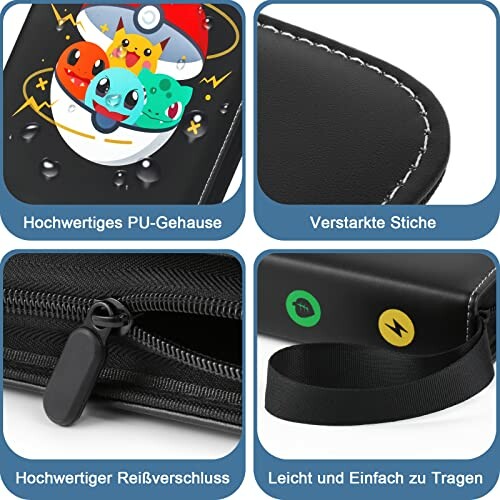 Étui avec motifs Pokémon et fermeture éclair robuste.