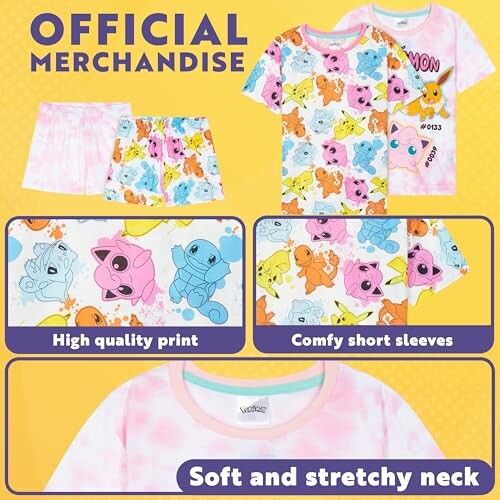 Vêtements pour enfants à thème Pokémon avec motifs colorés