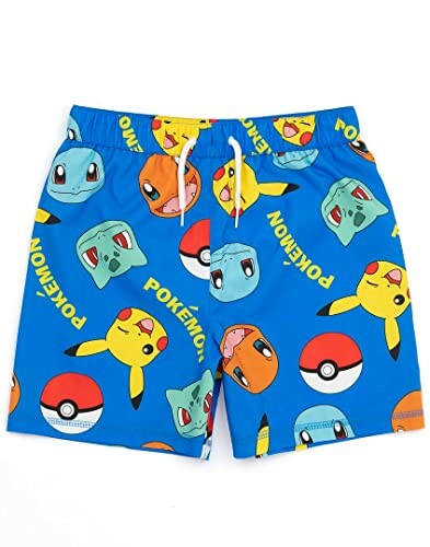 Shorts bleus avec personnages Pokémon et Pokéballs