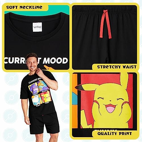 Pyjama homme à motif Pokémon avec Pikachu.